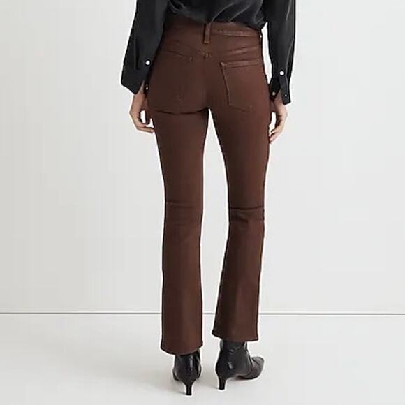 Madewell Denim Womens 28 Mid Rise Kick Out Jeans Coated Brown Stretch Bootcut - Picture 3 of 10